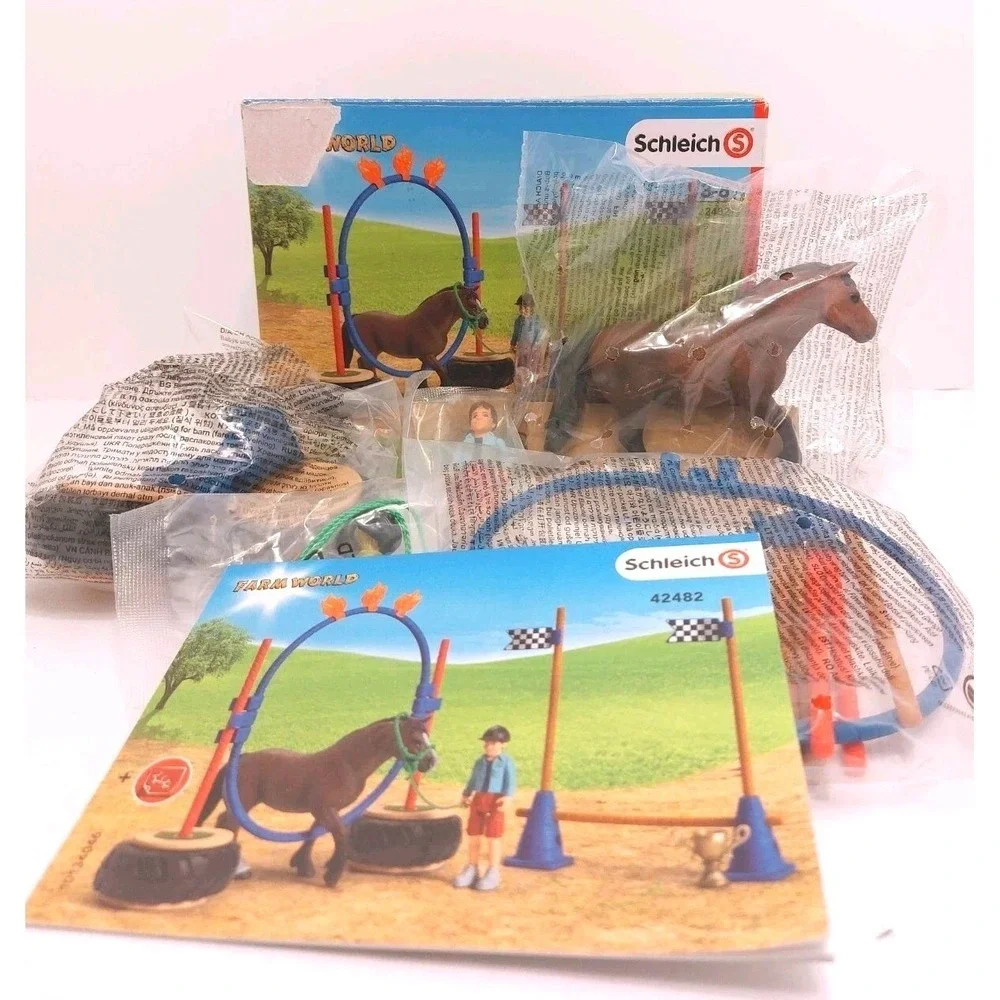 SCHLEICH FARM WORLD Pony Agility Race Figure Toy Set 42482‎ New